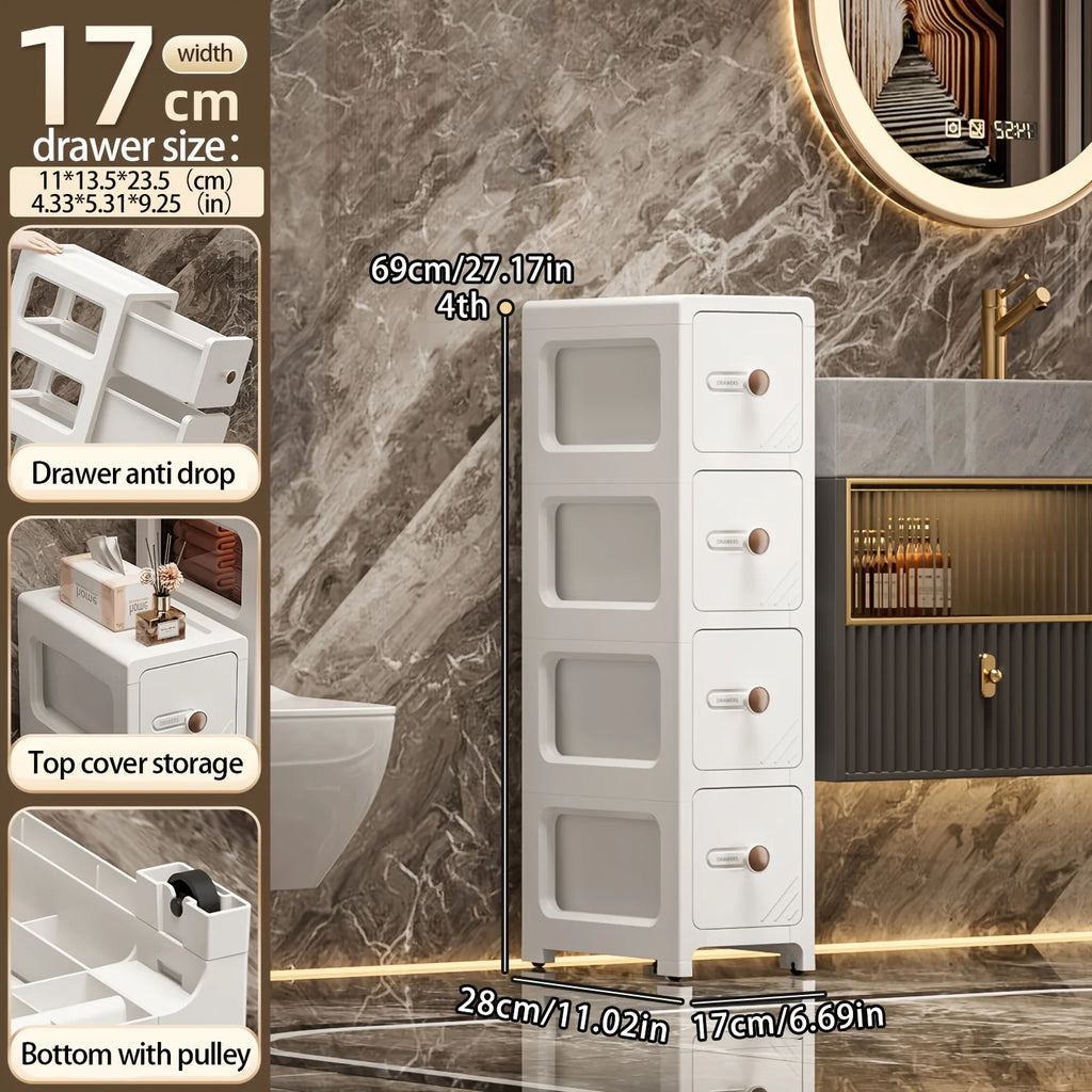 Narrow Space Storage Cabinet with Drawers for Kitchen and Bathroom