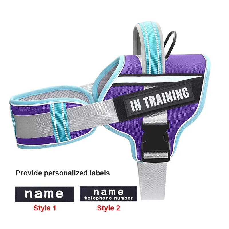 Adjustable Nylon Dog Harness with Neck Guard and Reflective Breathable Mesh Vest