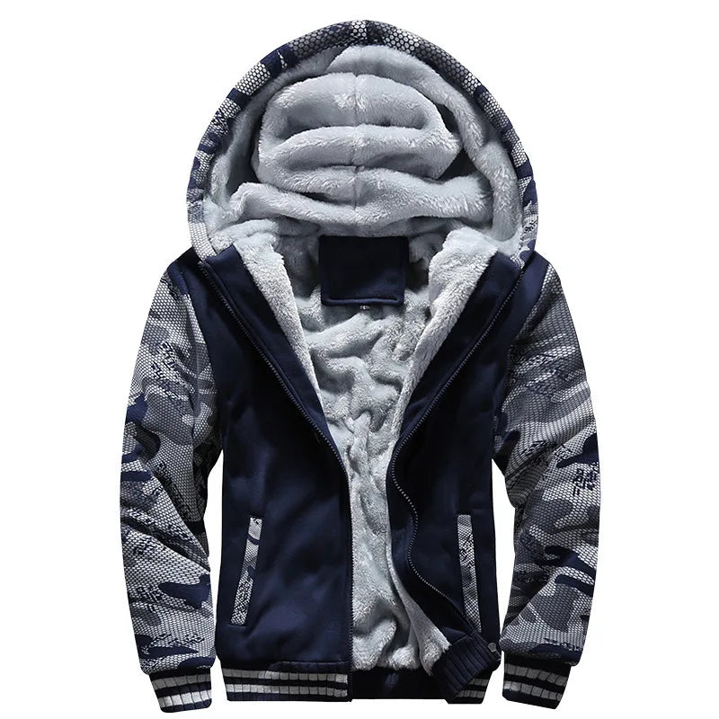 Men's Casual Fleece Zip Hooded Jacket and Pants Set
