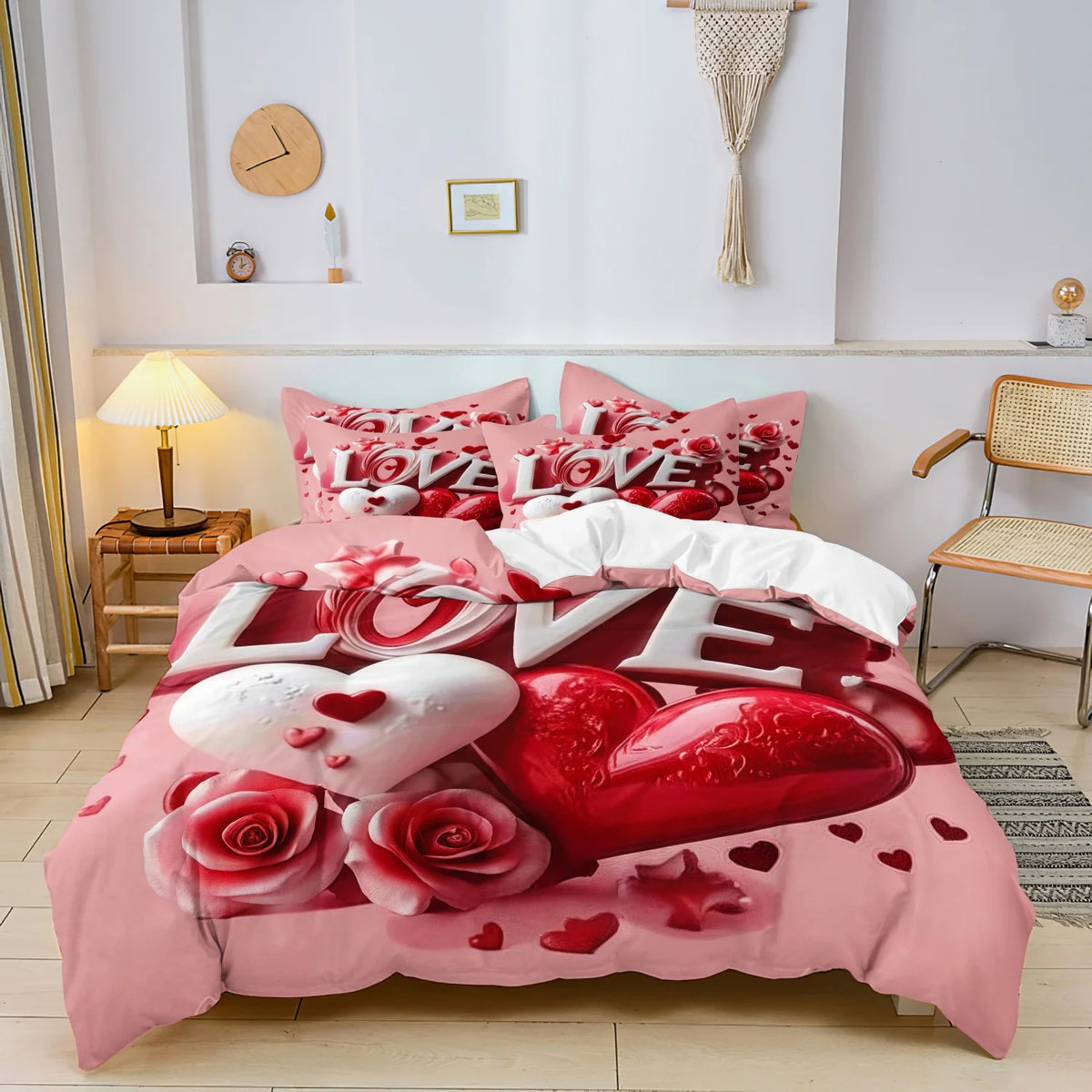 Romantic Hearts Duvet Cover and Couple Bedding Set
