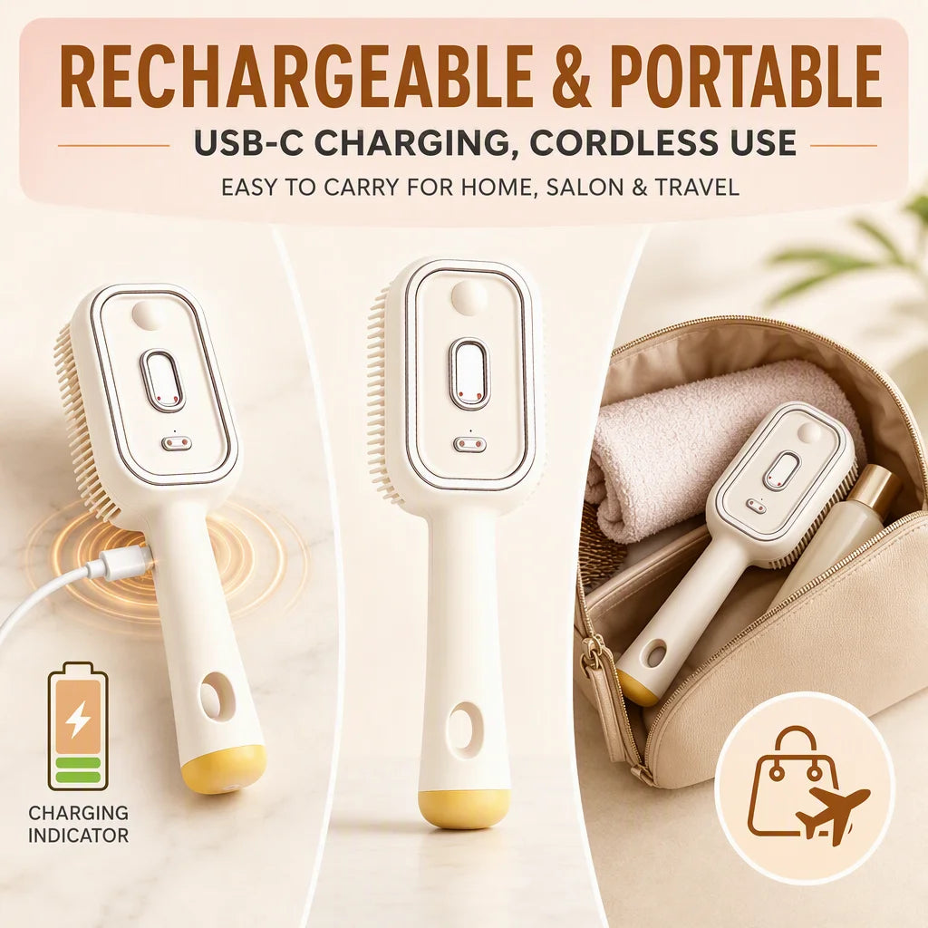 Electric Spray Air Cushion Massage Hair Straightener Steaming Comb