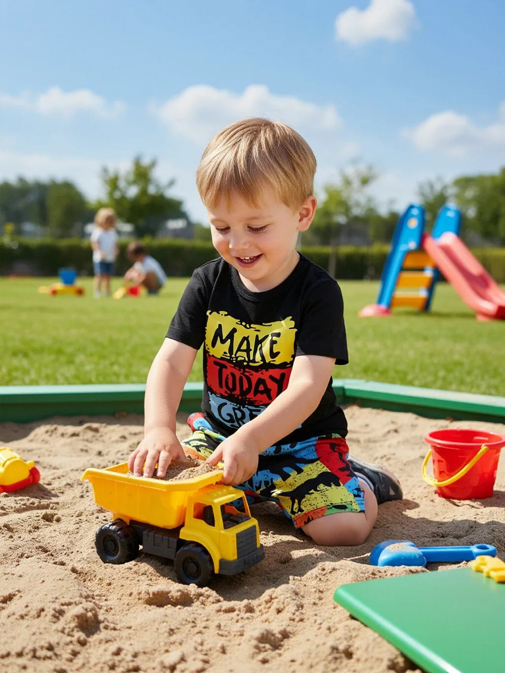 Toddler Boy Summer Letter Print T-Shirt and Shorts Set