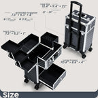 Rolling Makeup Case Cosmetic Travel Trolley with 4 Sliding Trays