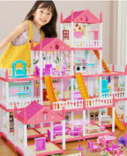 Kids' 3D DIY Princess Castle Dollhouse with Furniture Accessories