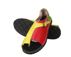 Women's Retro PU Leather Peep Toe Flat Sandals