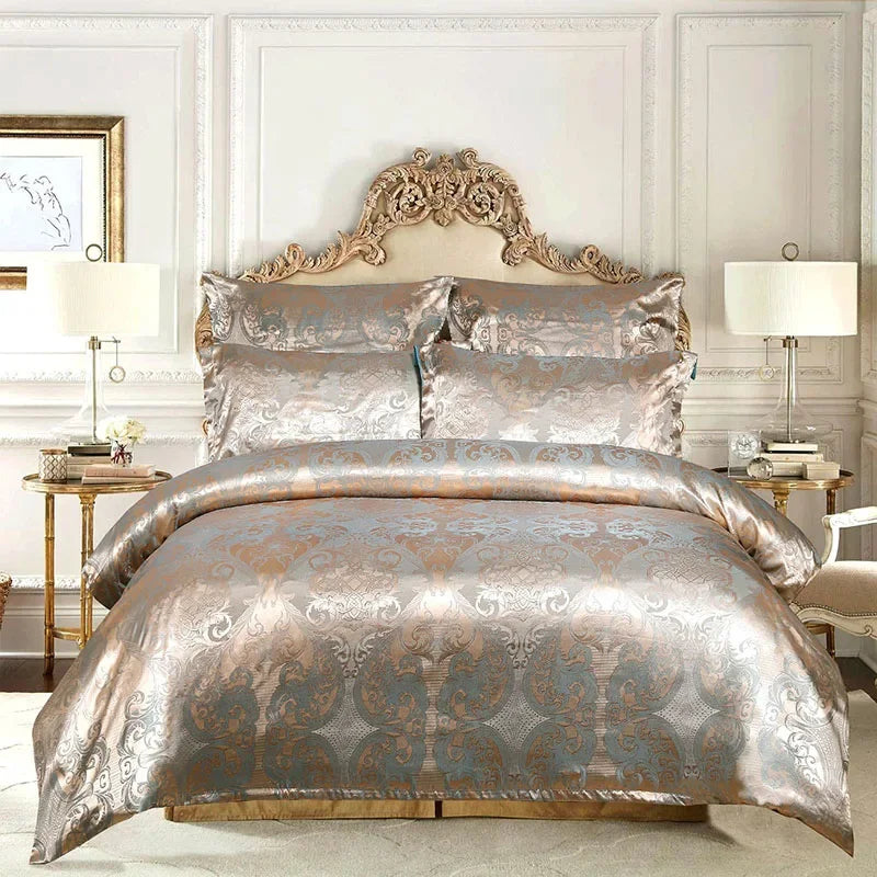 European Satin Jacquard Duvet Cover and Smooth Bedding Set