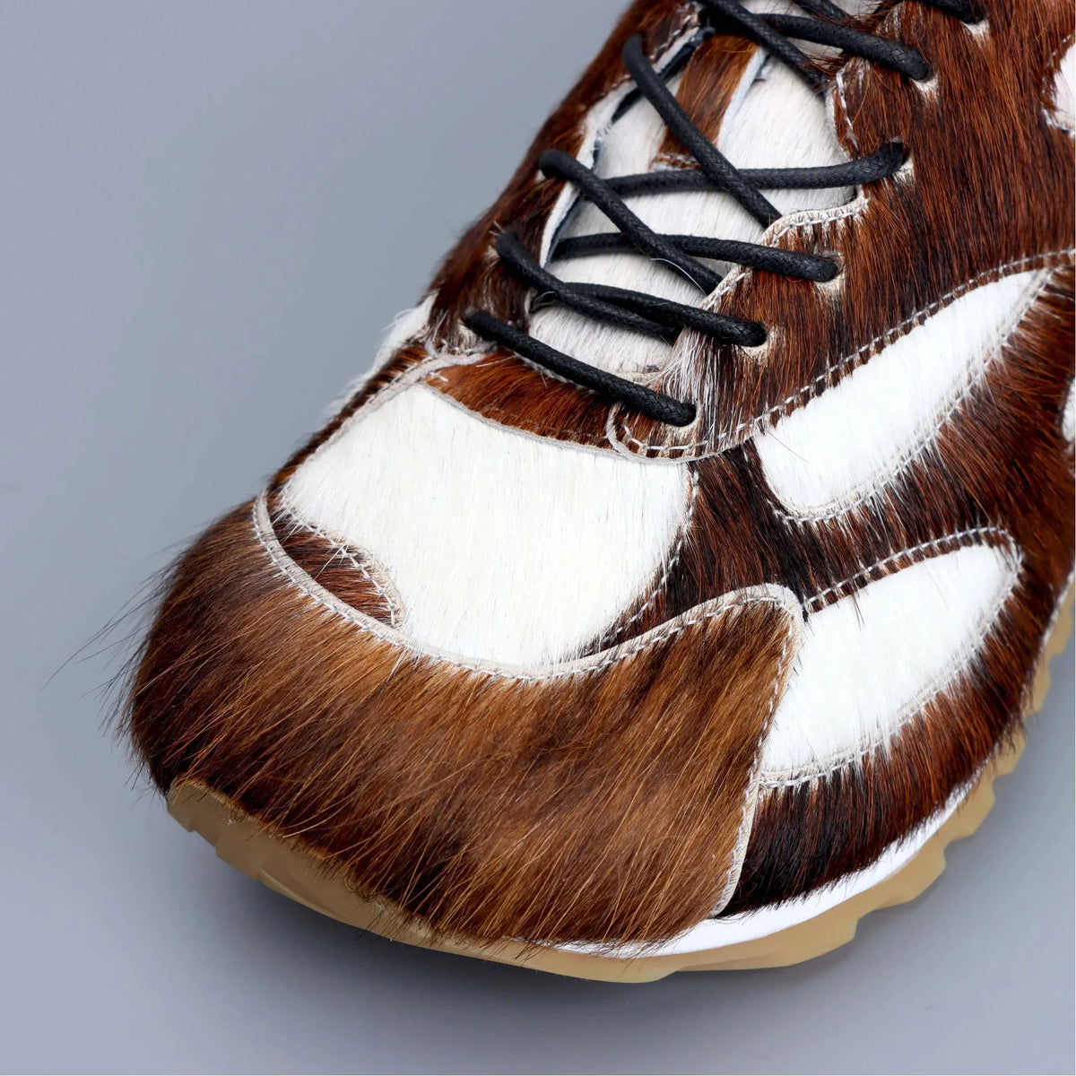 Women's Natural Calf Hair Low-Top Casual Sneakers