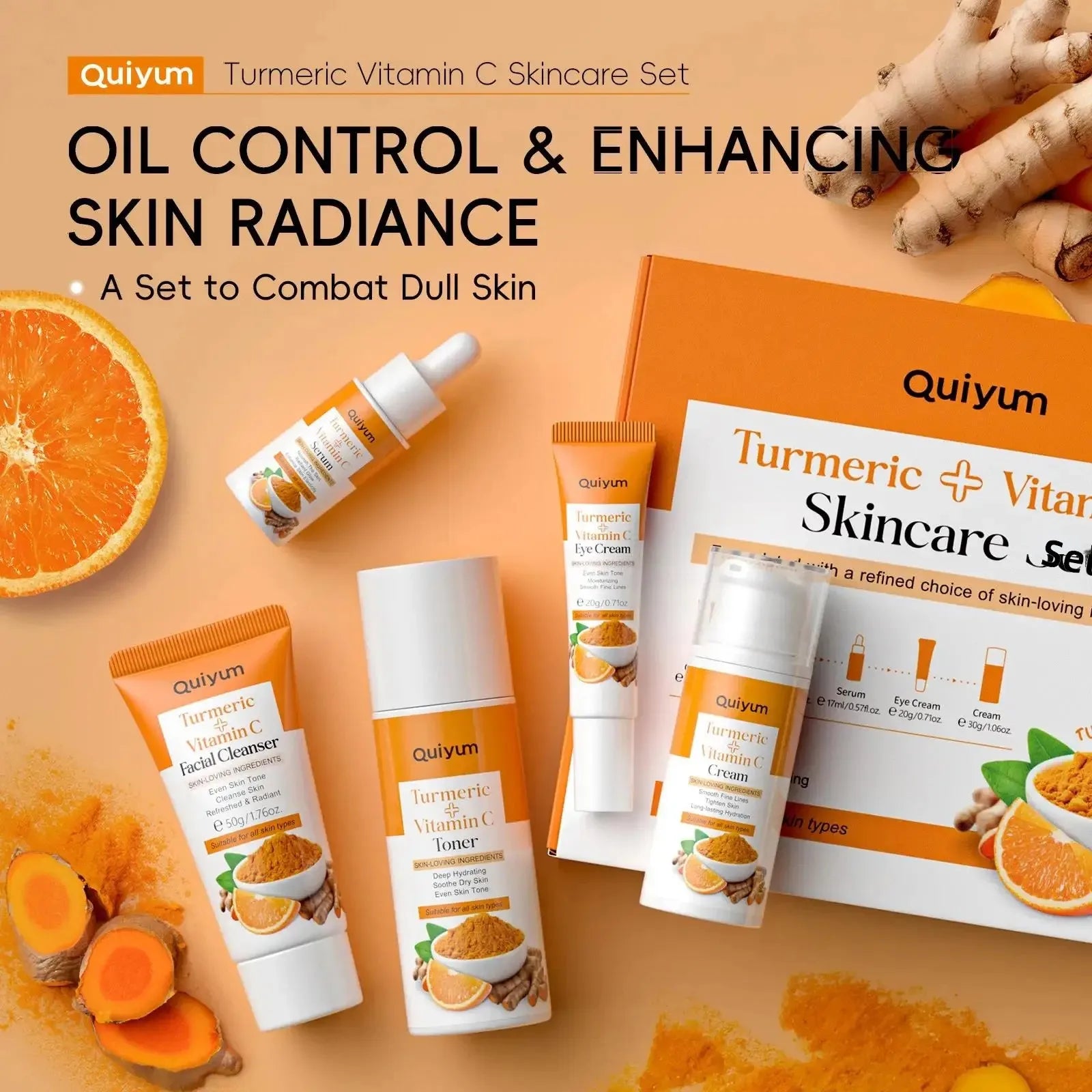 Vitamin C Turmeric Skincare Set 5-Piece Facial Routine Kit