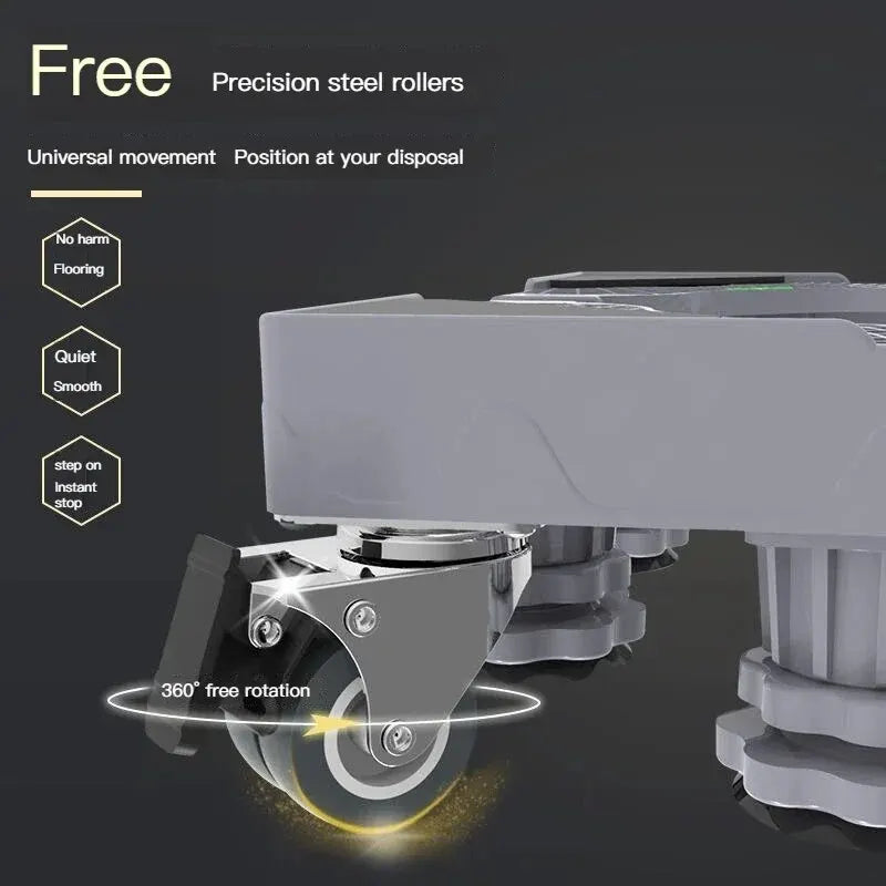 Adjustable Washing Machine Stand with Multi-Functional Fridge Base