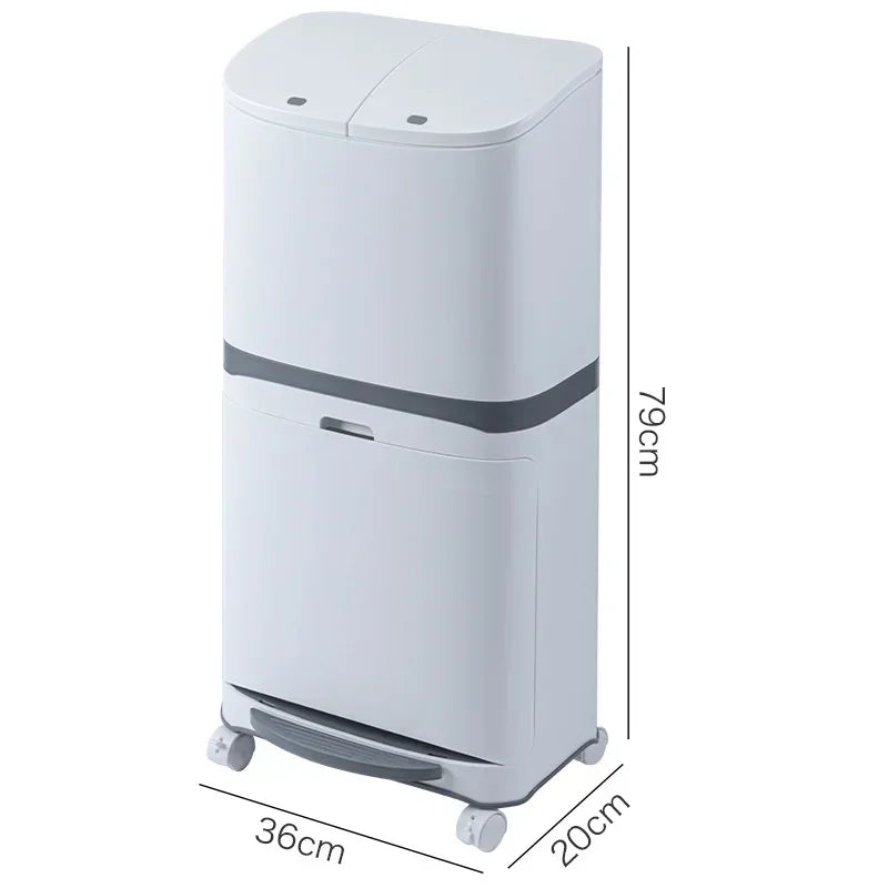 Double Layer Pedal Trash Can with Dry Wet Separation Lid