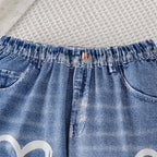Girls' Denim Vest Top Pants Three-Piece Set TZ02125035