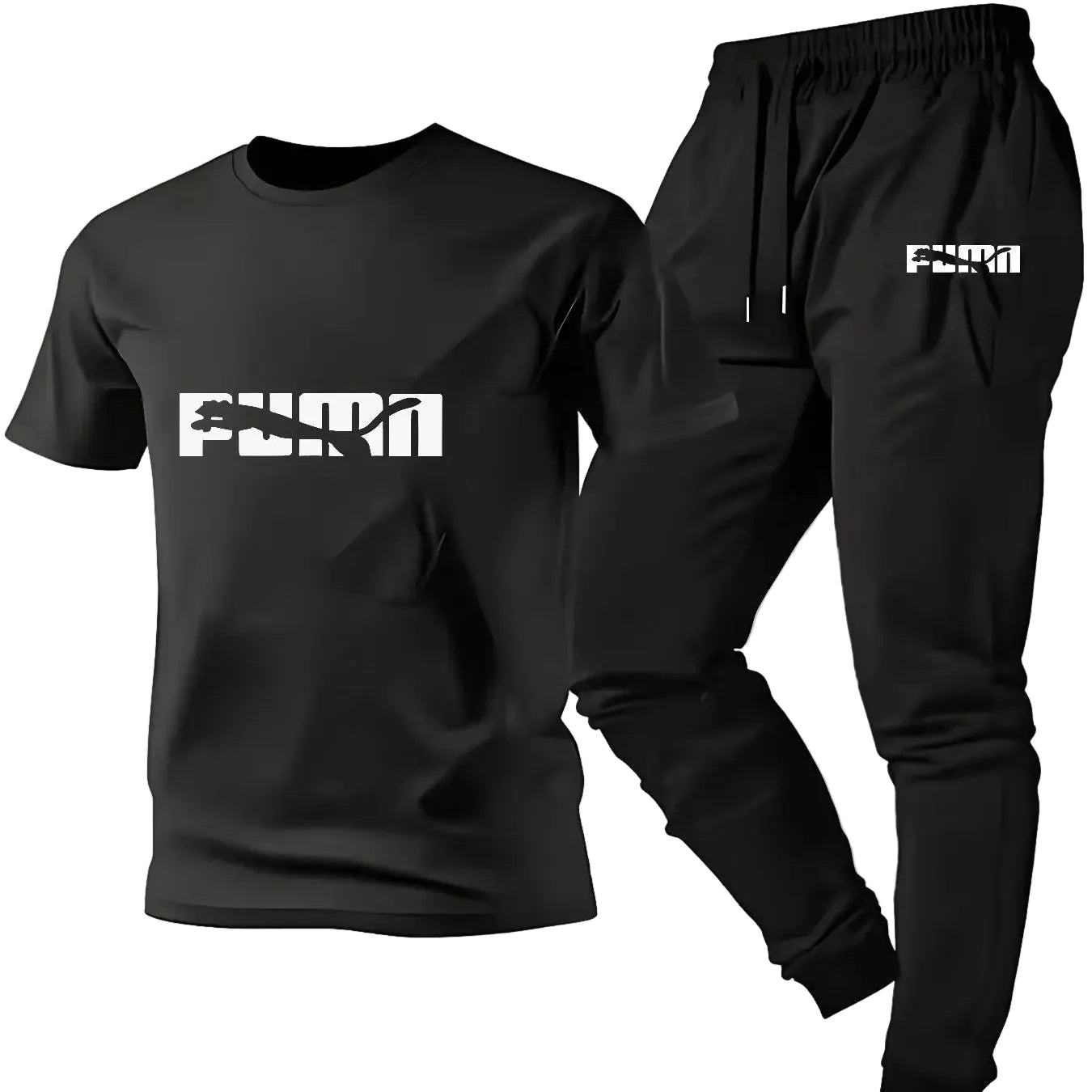Men's Pattern Print T-Shirt and Drawstring Pants Set