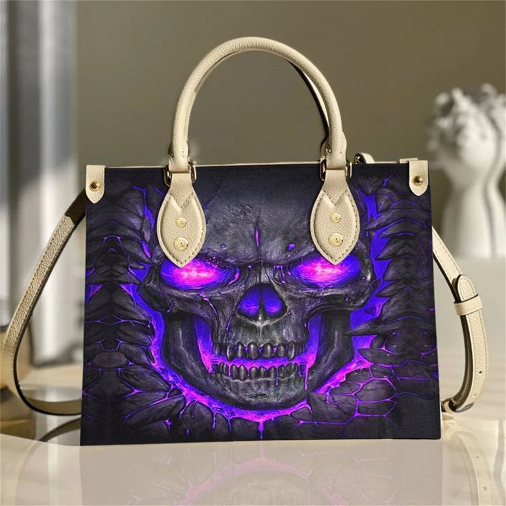 Women's Skull Pattern Faux Leather Shoulder Tote Bag