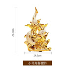 Gold Dolphin Ceramic Ornament and Table Desktop Figurine