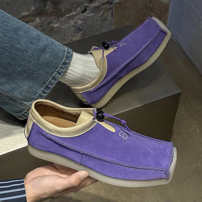 Men's Square Toe Suede Slip-On Casual Loafers