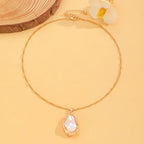 Women's Fashion Baroque Imitation Pearl Torque Necklace Jewelry Set
