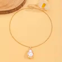 Women's Fashion Baroque Imitation Pearl Torque Necklace Jewelry Set