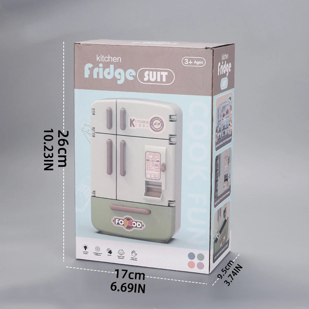 Kids' 1:12 Miniature Double Door Refrigerator Toy with Kitchen Accessories
