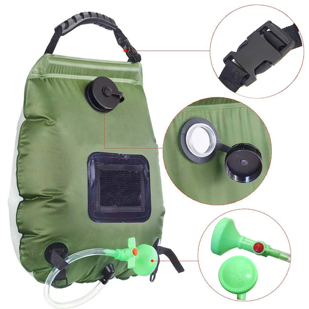 Portable Solar Heated Camping Shower with 5.3-Gallon Bag