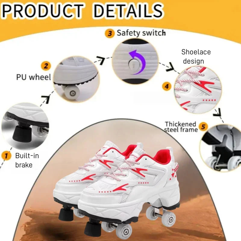 Kids' Breathable Mesh Four-Wheel Roller Skate Sneakers SY119
