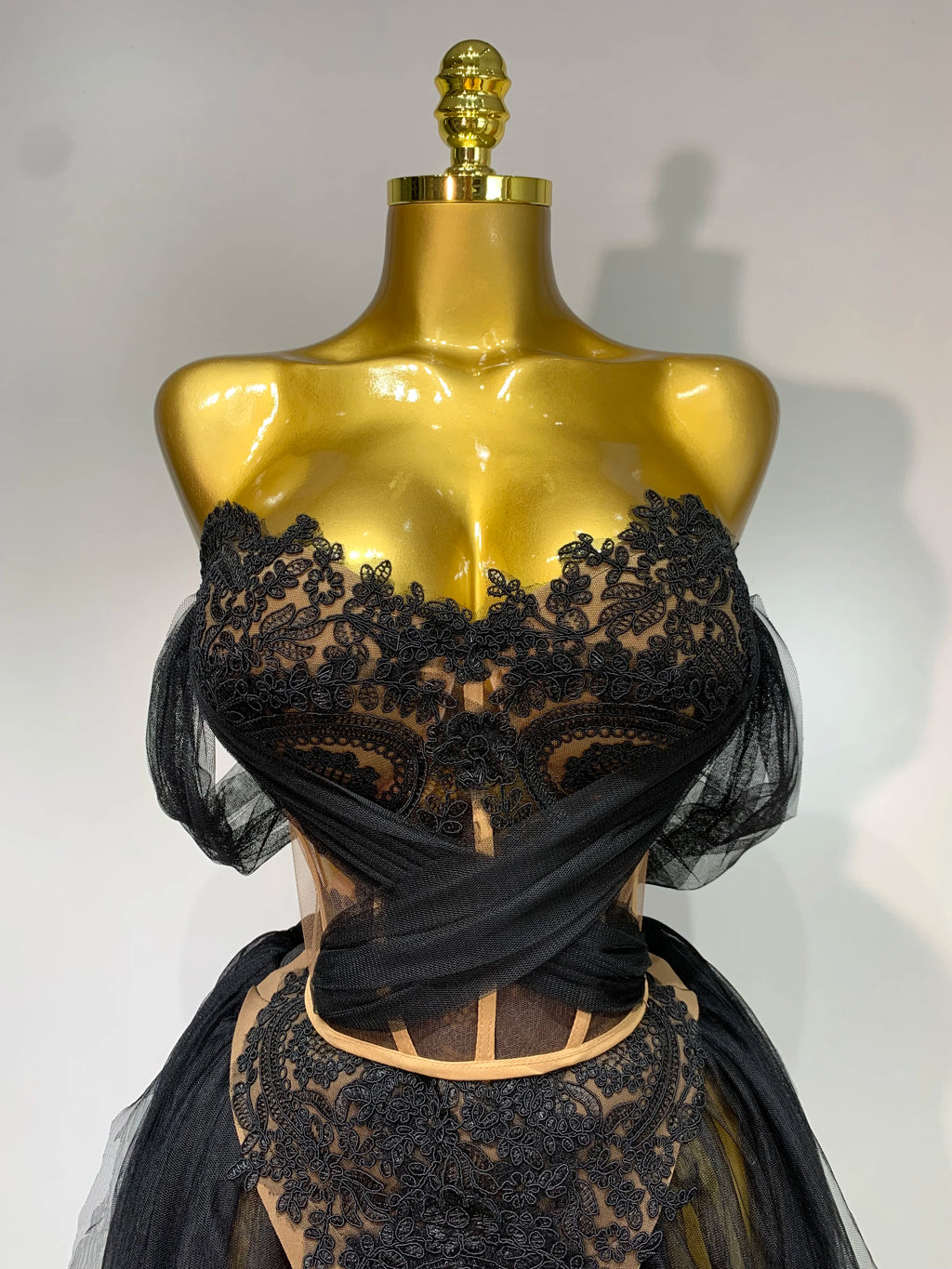 Women's Strapless Mesh Top and Skirt Two Piece Set
