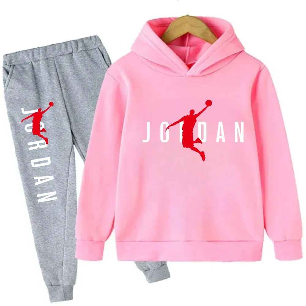 Kids' Slam Dunk Pattern Hoodie Pants Two-Piece Set