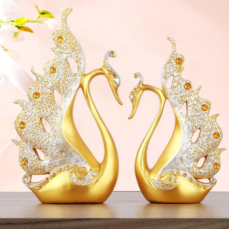 Swan Lovers Ceramic Figurines and Tabletop Wedding Ornament