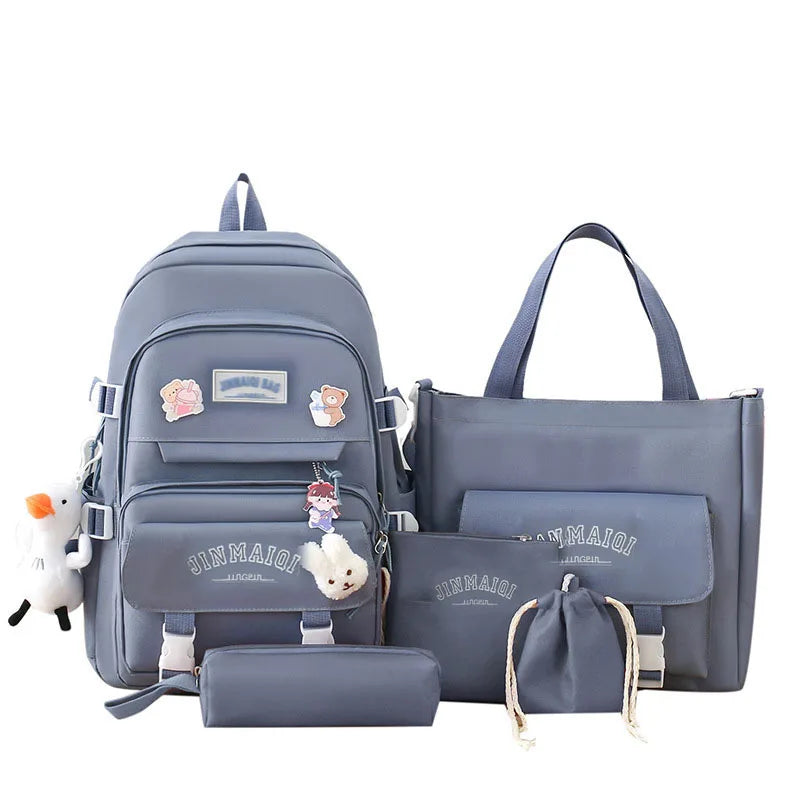 Girls' Casual Harajuku School Backpack 5-Piece Bag Set