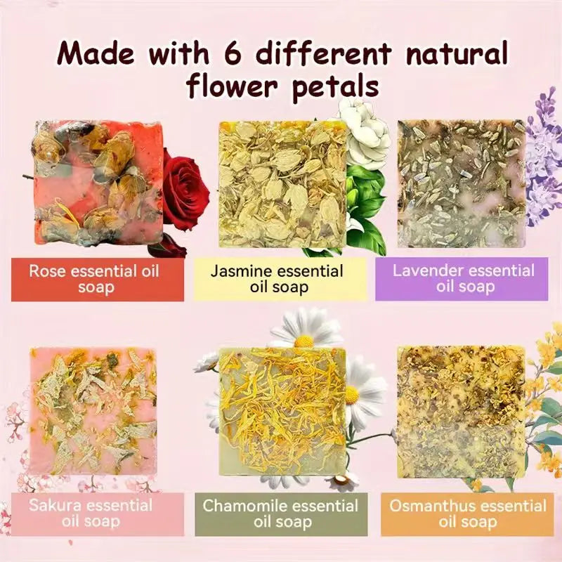 Unisex Floral Essential Oil Moisturizing Bath Soap Gift Set 21.2 oz