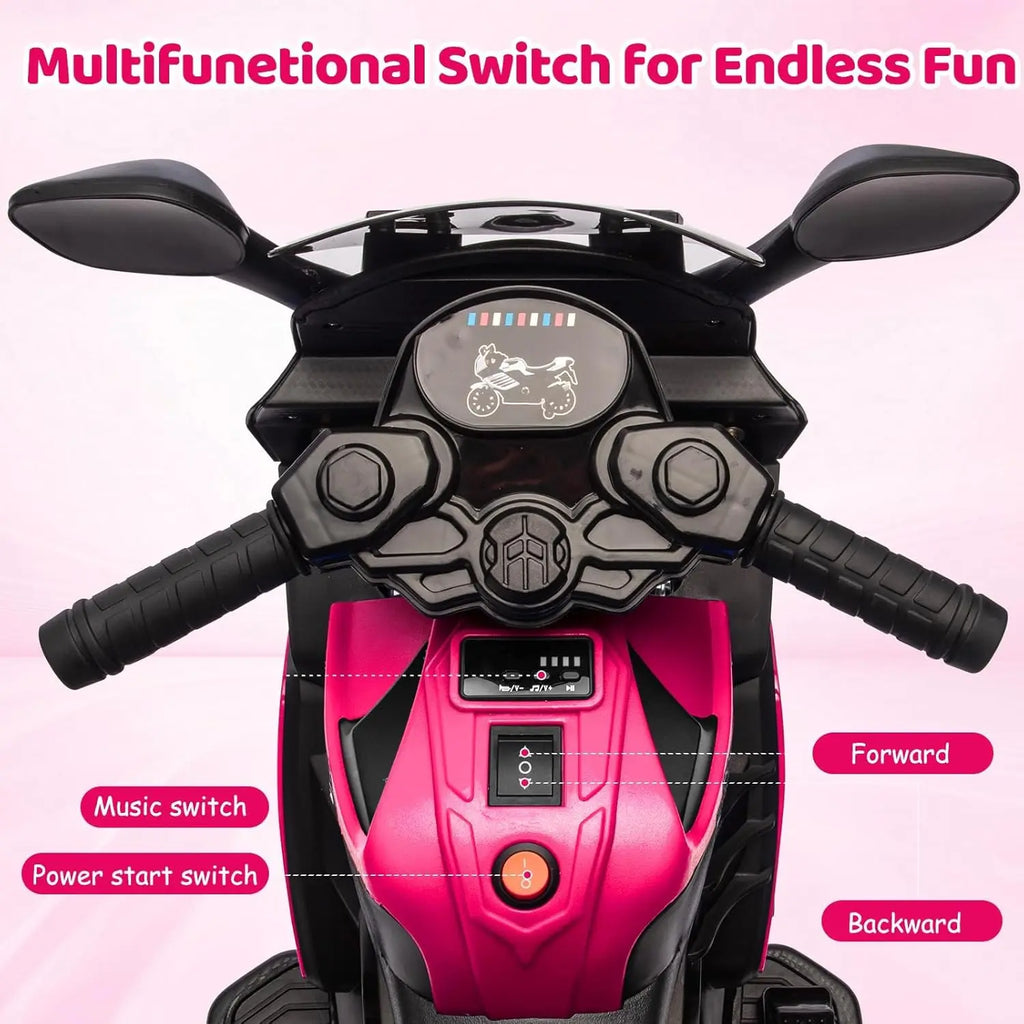 Kids' Electric Ride On Motorcycle Toy with Training Wheels and Headlight