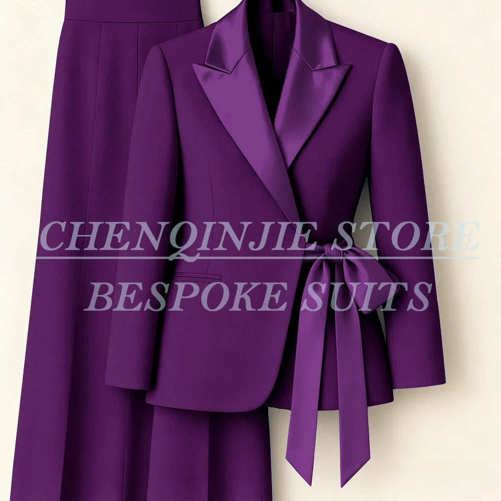 Women's Tailored Blazer Wide Leg Pants Suit