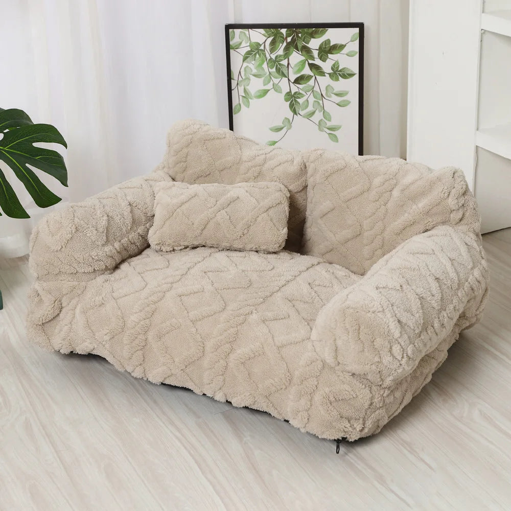 Winter Warm Removable Washable Thickened Plush Pet Sofa Bed