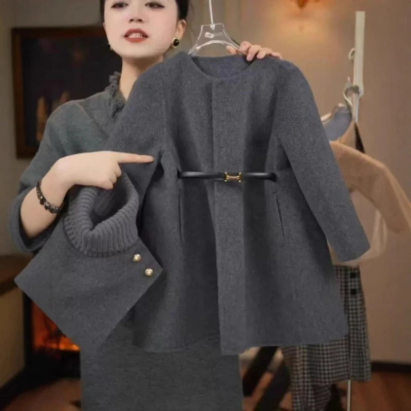 Girls' Knit Woolen Ball Gown Winter Coat