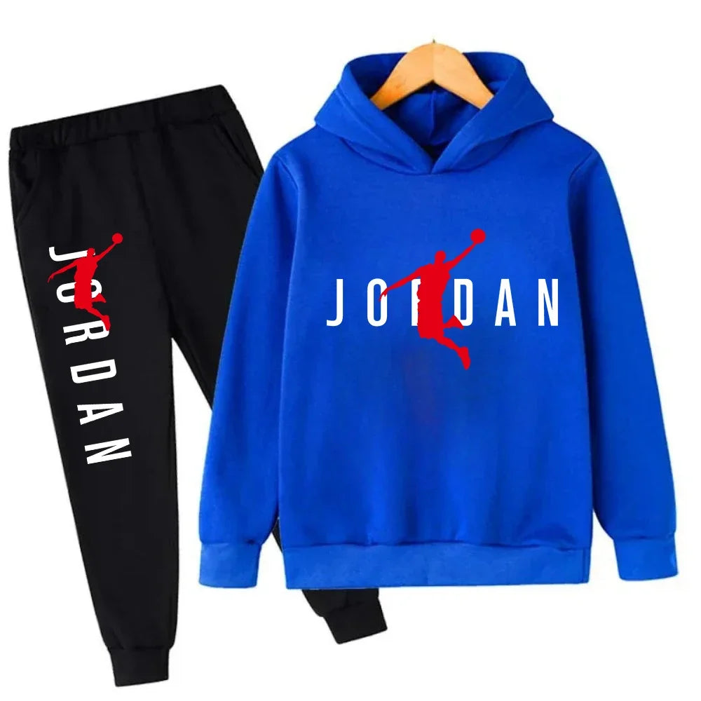 Kids' Slam Dunk Pattern Hoodie Pants Two-Piece Set