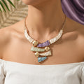 Women's Fashion Bohemian Colorful Enamel Geometric Bib Necklace