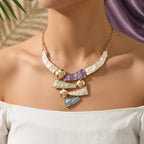 Women's Fashion Bohemian Colorful Enamel Geometric Bib Necklace