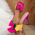 Women's Bow Open Toe High Heel Slippers