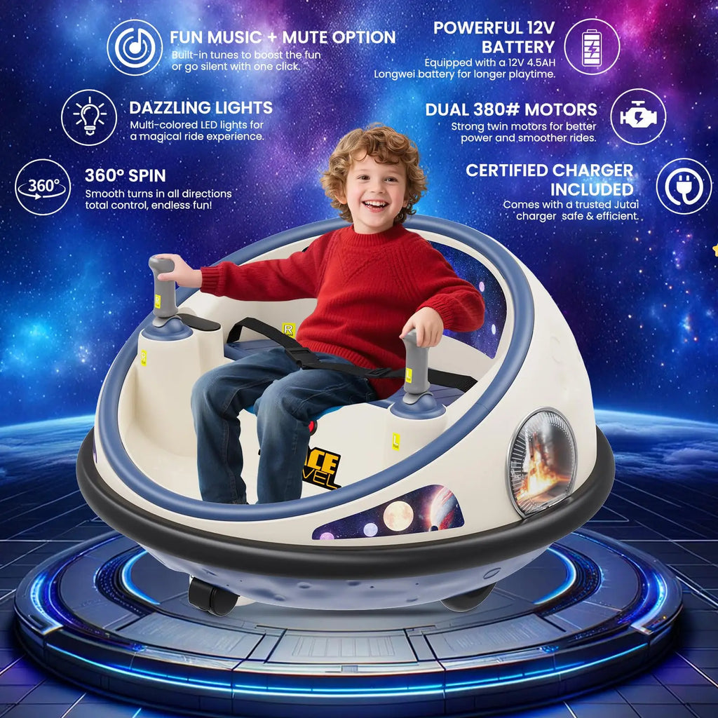 Kids' Electric Ride On Bumper Car with Remote Control and LED Lights