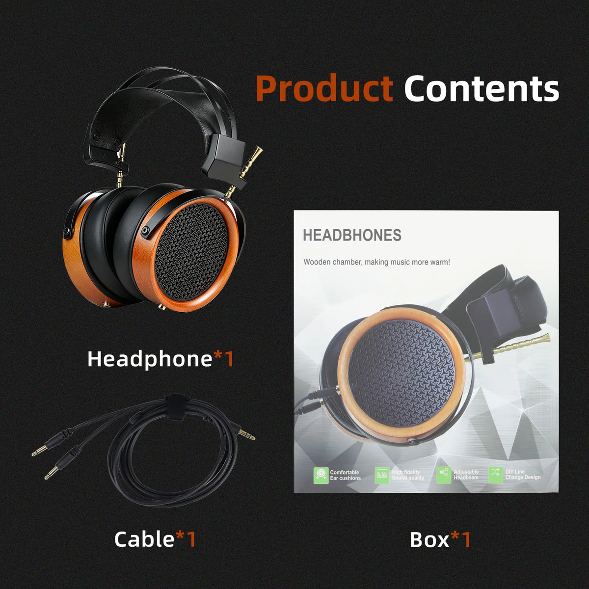 Open Back HIFI Wooden Wired Over Ear Headphones HD11