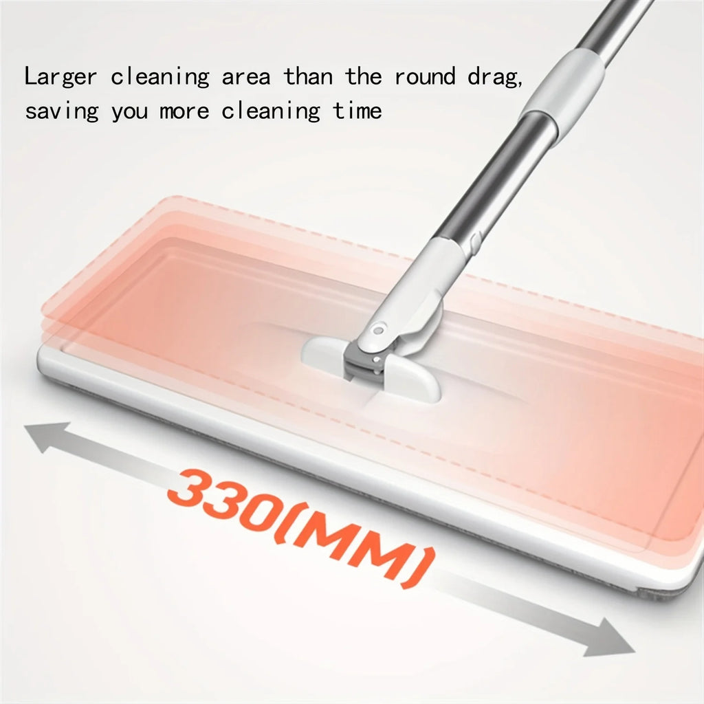 Wet and Dry Mop Set, Flat Mop with Built-in Scraper and Bucket, Suitable for Kitchen, Bathroom, Bedroom, and Living Room Floors