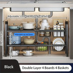 Expandable Under Sink Cabinet Shelf and Multipurpose Storage Organizer Rack