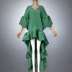Women's Pleated Solid Kaftan Maxi Dress
