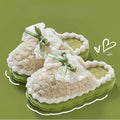Women's Plush Bow Slippers Non-Slip Winter Indoor House Shoes