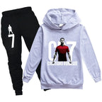 Boys' Football Print Hoodie Pants Two-Piece Set