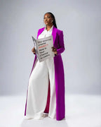 Women's Vintage Double Breasted Long Blazer Evening Gown