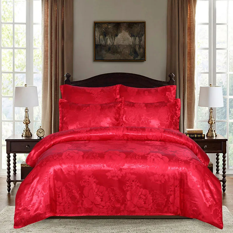 European Satin Jacquard Duvet Cover and Smooth Bedding Set