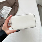 Women's Solid Bucket Shoulder Handbag Versatile Crossbody 9-inch