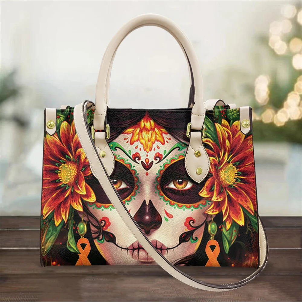 Women's Skull Pattern Faux Leather Shoulder Tote Bag