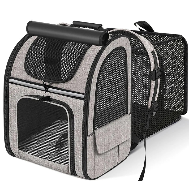 Expandable Pet Carrier Backpack Breathable Travel Bag for Cats and Small Dogs