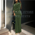 Women's Double Breasted Velvet Blazer Pants Suit